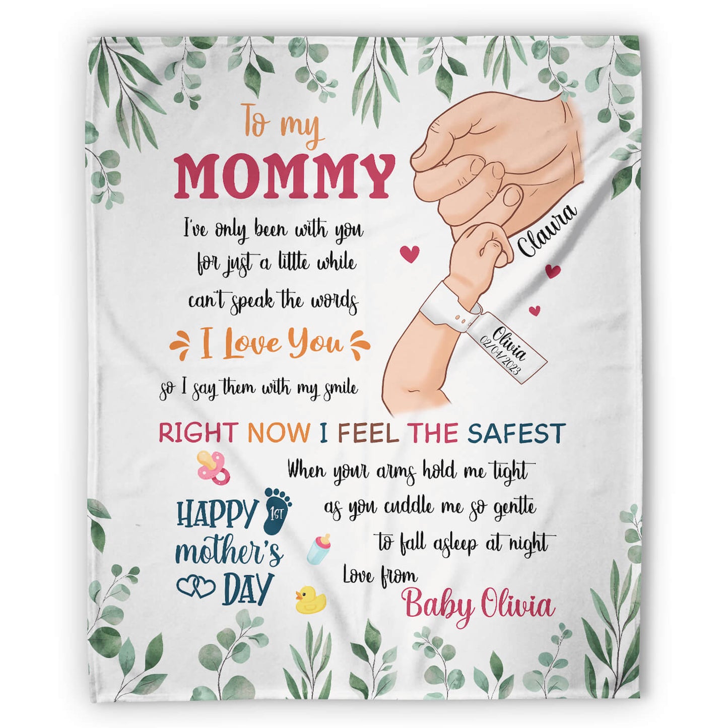 Happy 1st Mother's Day - Personalized Mother's Day gift for New Mom - Custom Blanket - MyMindfulGifts