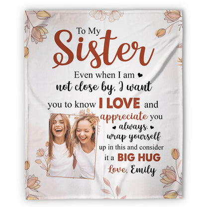 Personalized Mother's Day or Birthday gift for Sister from siblings - Even when I am not close by - custom Blanket - MyMindfulGifts