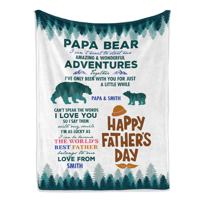 Papa Bear - Personalized Father's Day gift for New Dad - Custom Blanket - MyMindfulGifts