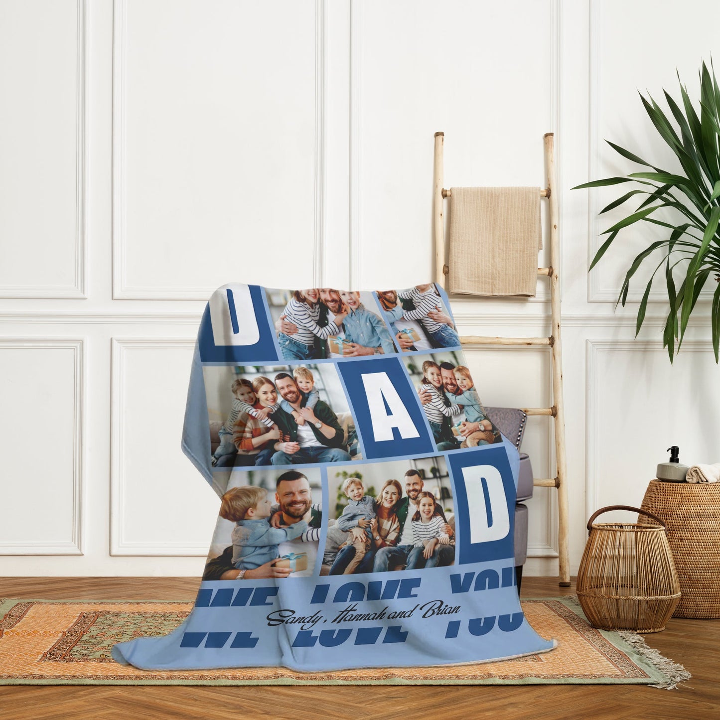 Dad we love you blk - Personalized Father's Day gift for Dad - Custom Blanket - MyMindfulGifts