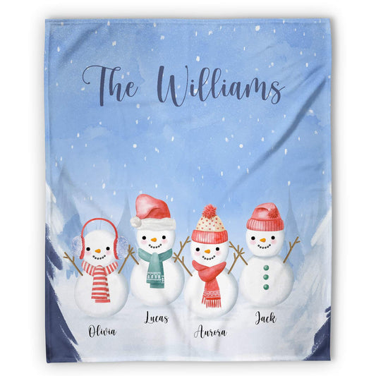 Snowman Family - Personalized Christmas gift For Family - Custom Blanket - MyMindfulGifts