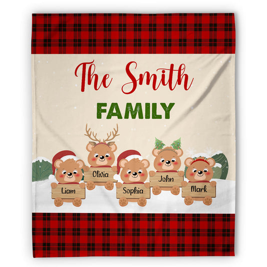 Bear Family - Personalized Christmas gift for Family - Custom Blanket - MyMindfulGifts