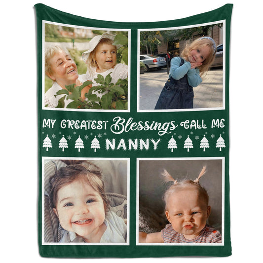 My Greatest Blessings - Personalized Christmas gift for Grandma - Custom Blanket - MyMindfulGifts