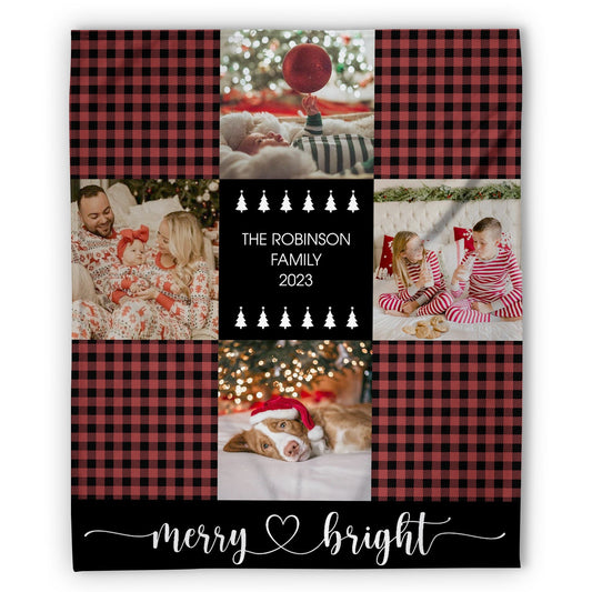 Merry & Bright - Personalized Christmas gift for Family - Custom Blanket - MyMindfulGifts
