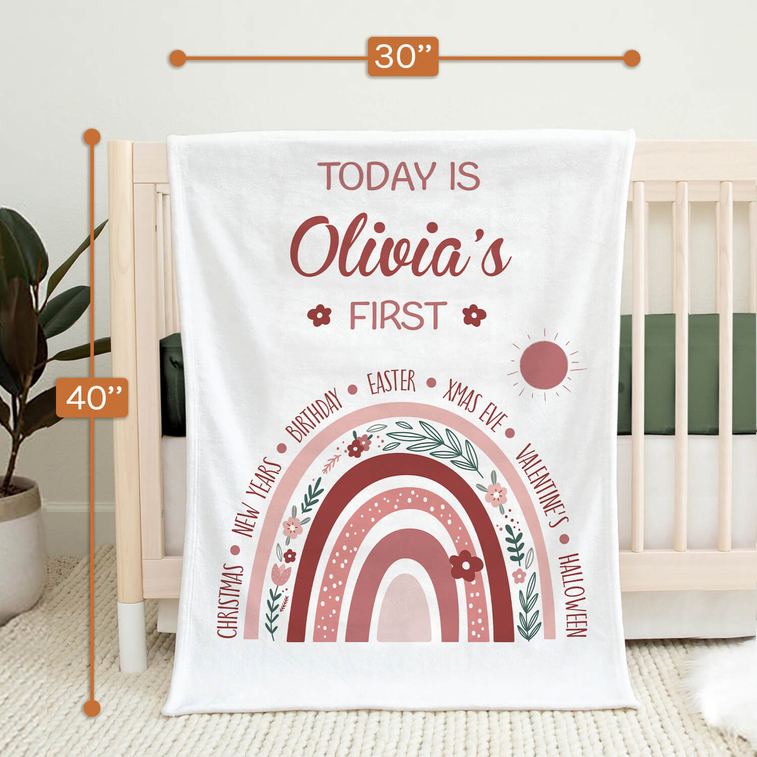 Rainbow Baby Milestone Blanket - Personalized Christmas gift for Baby - Custom Baby Blanket - MyMindfulGifts
