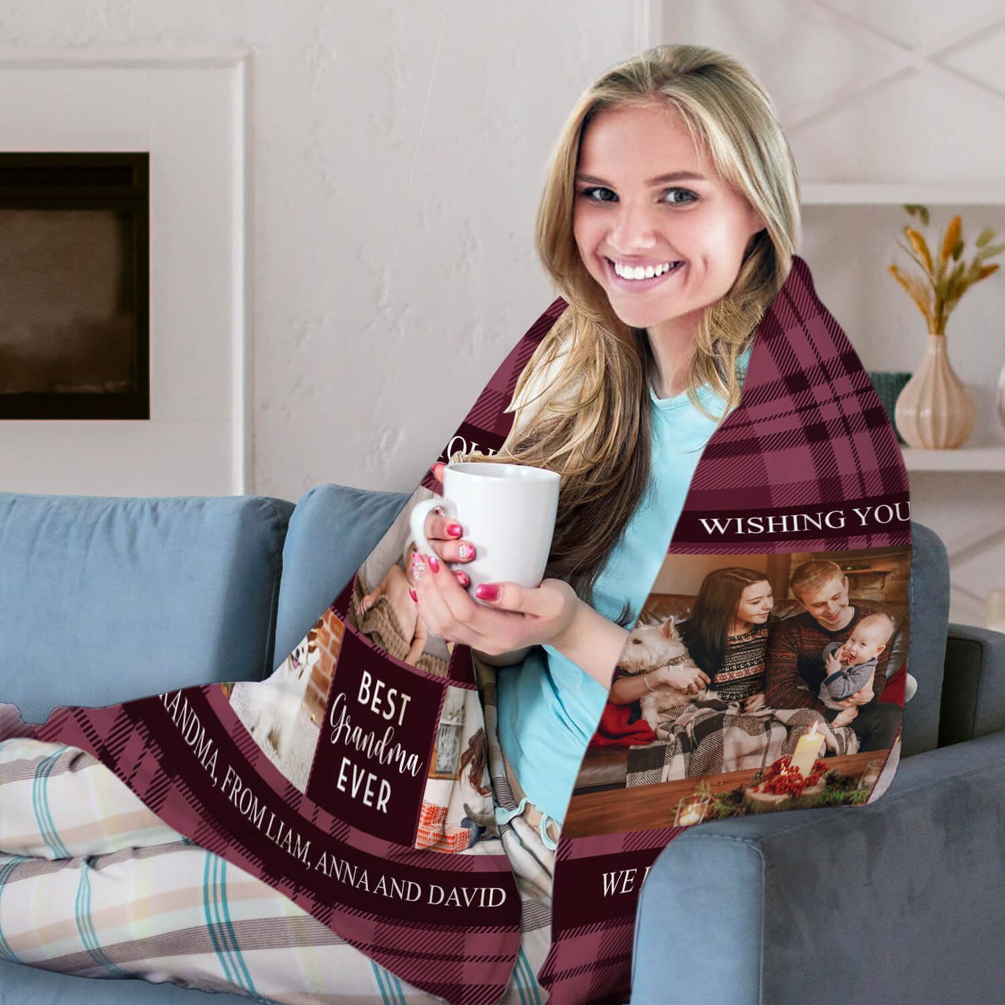 Best Grandma Ever - Personalized Christmas gift for Grandma - Custom Blanket - MyMindfulGifts