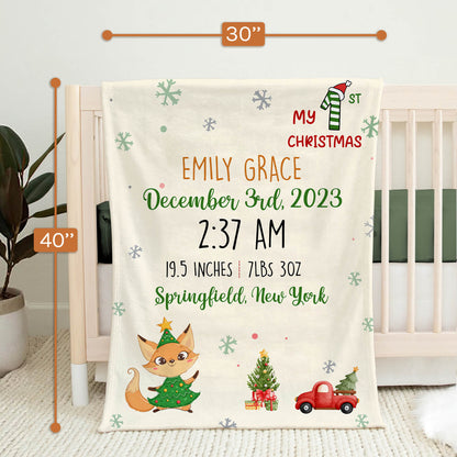 My First Christmas New Born Stats - Personalized First Christmas gift For Baby - Custom Baby Blanket - MyMindfulGifts