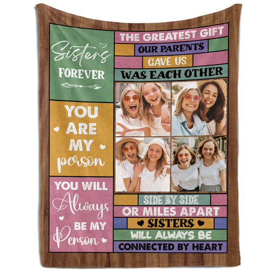 Sisters Forever - Personalized Birthday or Christmas gift For Sister - Custom Blanket - MyMindfulGifts