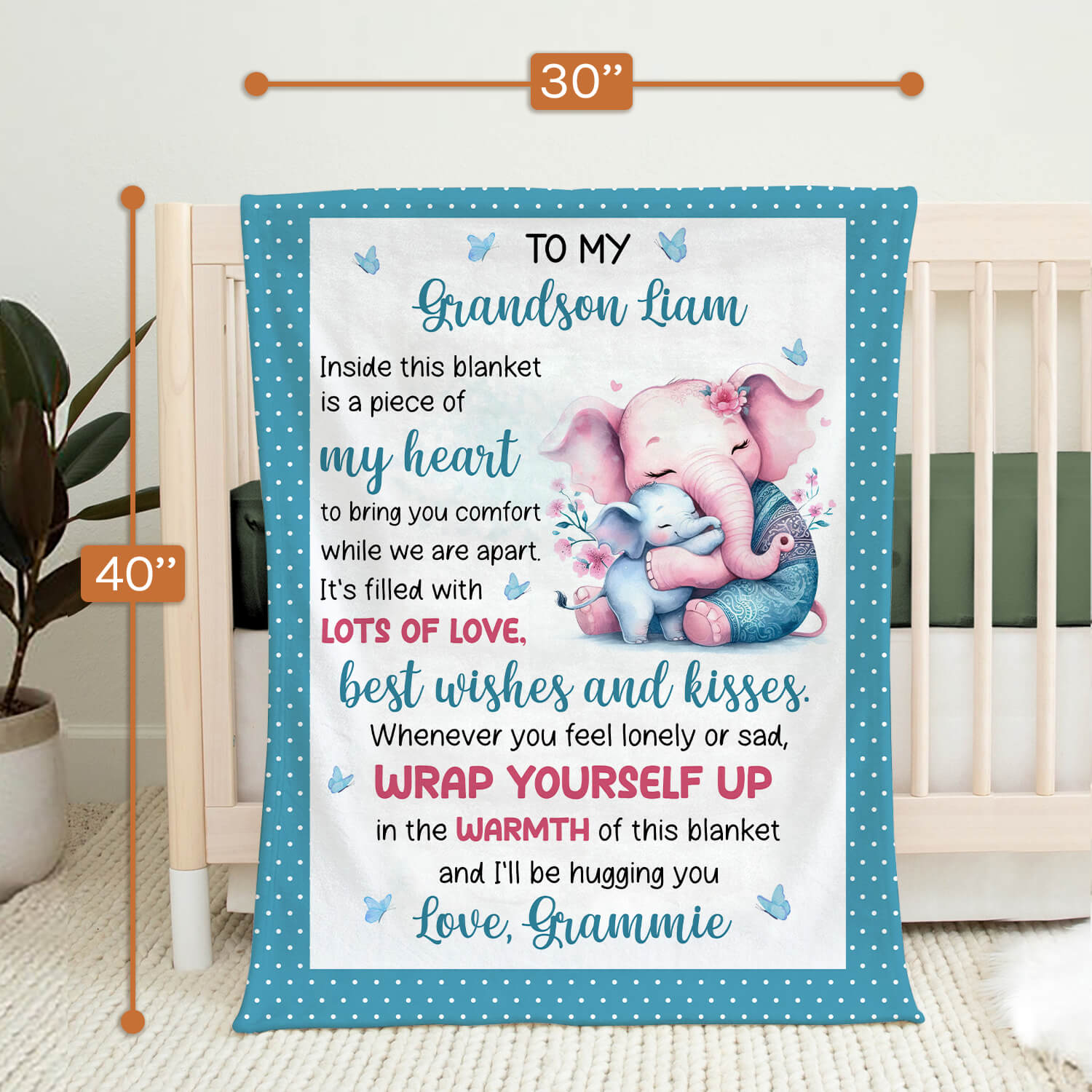 To My Grandson - Personalized Birthday or Christmas gift For Grandson - Custom Baby Blanket - MyMindfulGifts