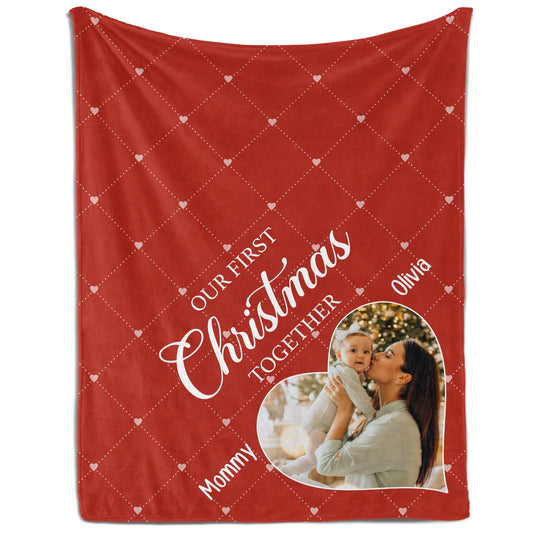 Our First Christmas Together - Personalized First Christmas gift For New Mom - Custom Blanket - MyMindfulGifts