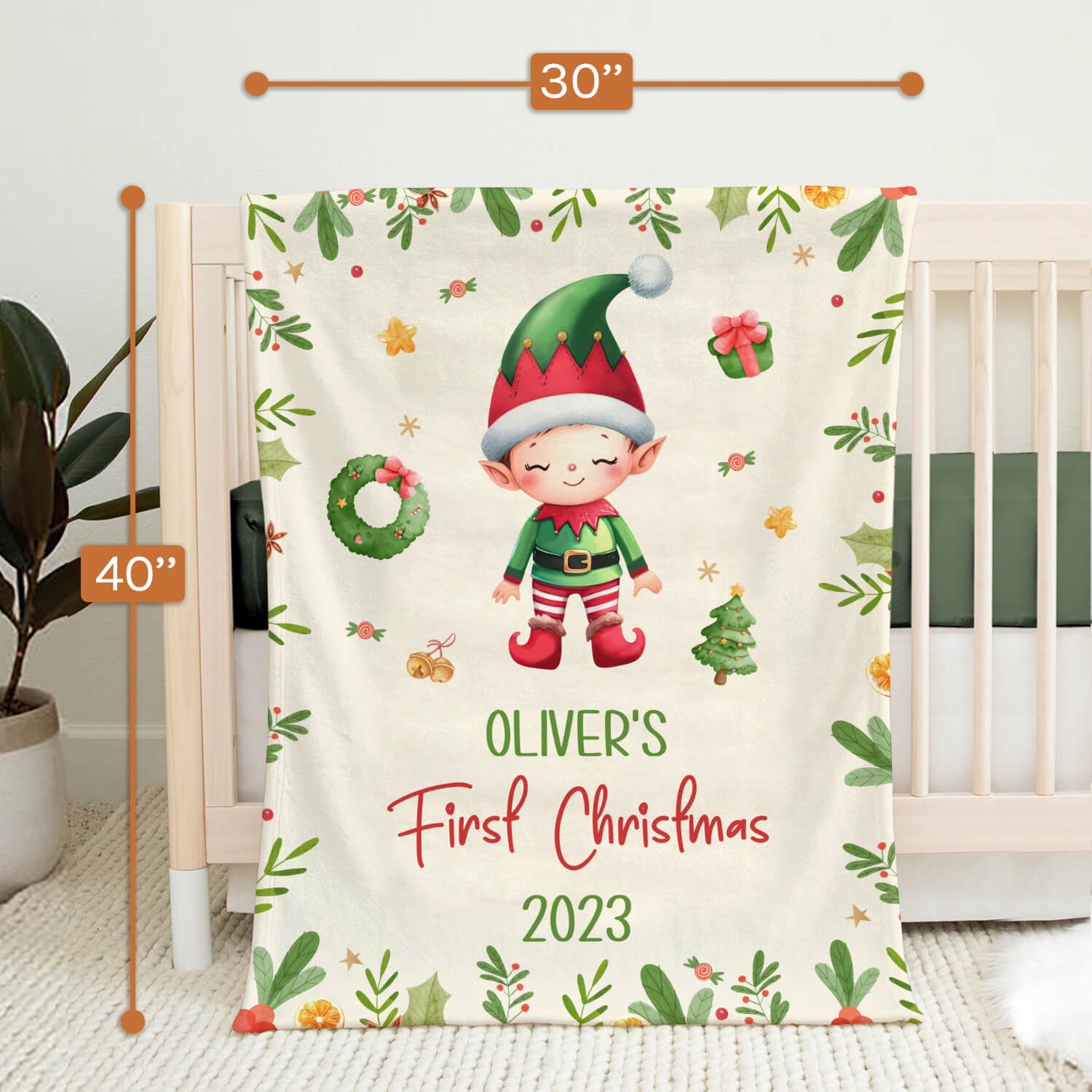 Baby Elf First Christmas - Personalized First Christmas gift For Baby - Custom Baby Blanket - MyMindfulGifts
