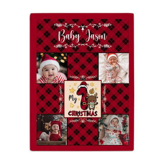 My 1st Christmas - Personalized First Christmas gift For Baby - Custom Baby Blanket - MyMindfulGifts