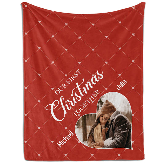 Our First Christmas Together - Personalized First Christmas gift For Husband or Wife - Custom Blanket - MyMindfulGifts