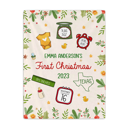 First Christmas - Personalized First Christmas gift For Baby - Custom Baby Blanket - MyMindfulGifts