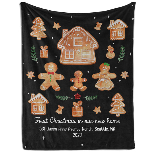 First Christmas In Our New Home Gingerbread - Personalized First Christmas gift For Family - Custom Blanket - MyMindfulGifts