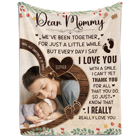 Dear Mommy - Personalized First Christmas gift For New Mom - Custom Blanket - MyMindfulGifts