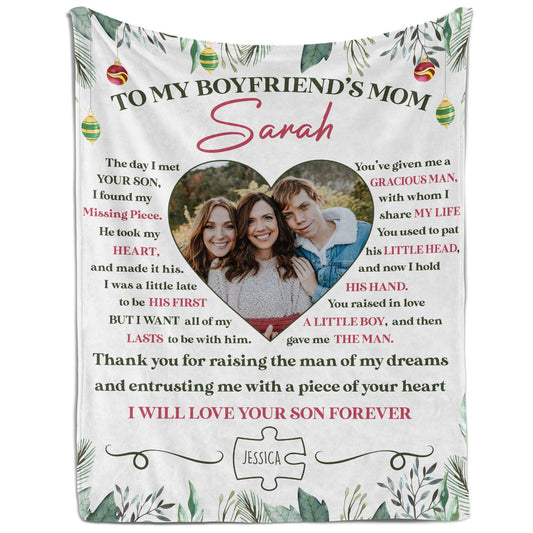 To My Boyfriend's Mom - Personalized Christmas gift For Boyfriend's Mom - Custom Blanket - MyMindfulGifts