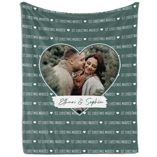 First Christmas Married - Personalized First Christmas gift For Husband or Wife - Custom Blanket - MyMindfulGifts