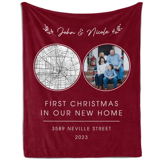 First Christmas In Our New Home - Personalized First Christmas gift For Family, Husband or Wife - Custom Blanket - MyMindfulGifts