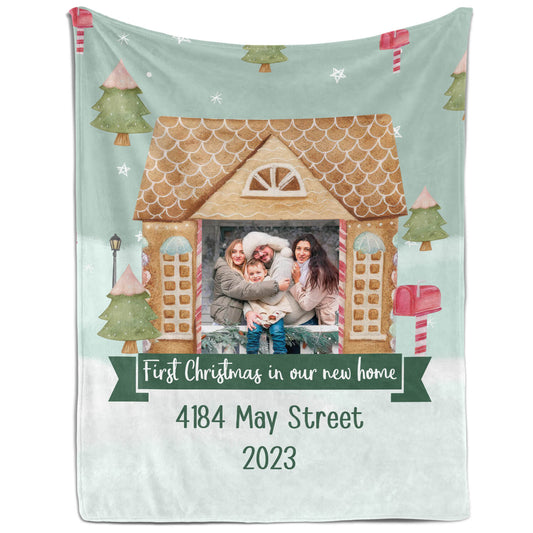 First Christmas In Our New Home - Personalized First Christmas gift For Family - Custom Blanket - MyMindfulGifts