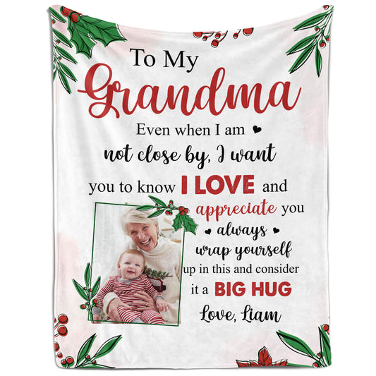 To My Grandma - Personalized Christmas gift For Grandma - Custom Blanket - MyMindfulGifts