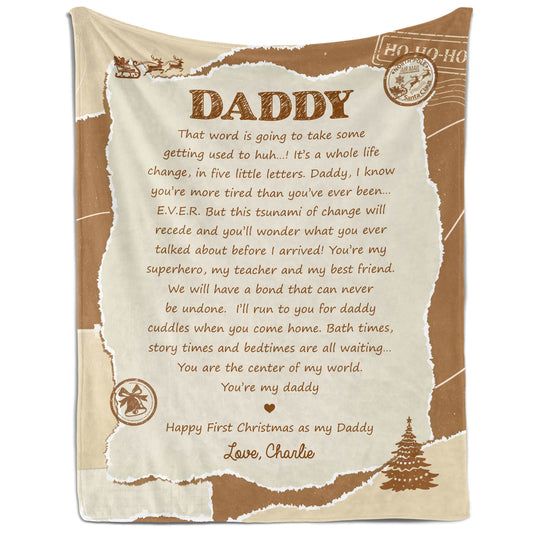 Daddy - Personalized First Christmas gift For New Dad - Custom Blanket - MyMindfulGifts