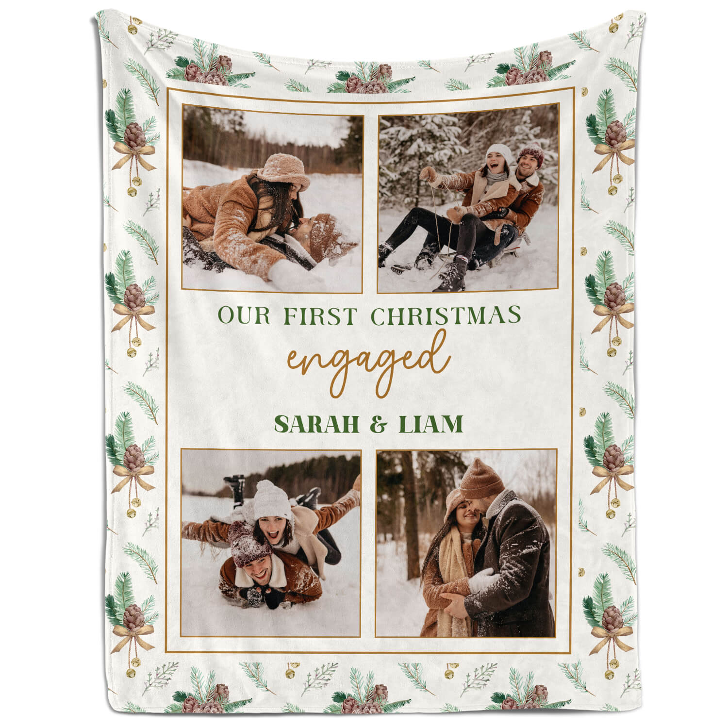 Our First Christmas Engaged - Personalized First Christmas gift For Fiance - Custom Blanket - MyMindfulGifts