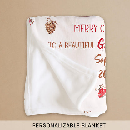 Merry Christmas To A Beautiful Granddaughter - Personalized Christmas gift For Granddaughter - Custom Baby Blanket - MyMindfulGifts