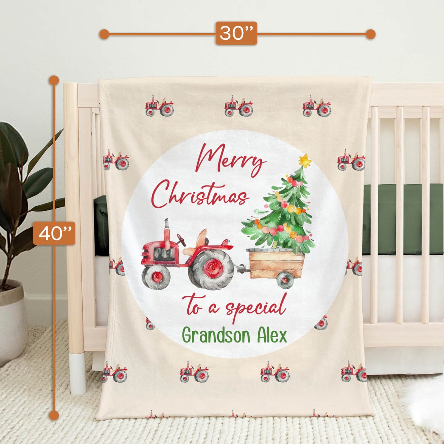 Merry Christmas To A Special Grandson - Personalized Christmas gift For Grandson - Custom Baby Blanket - MyMindfulGifts