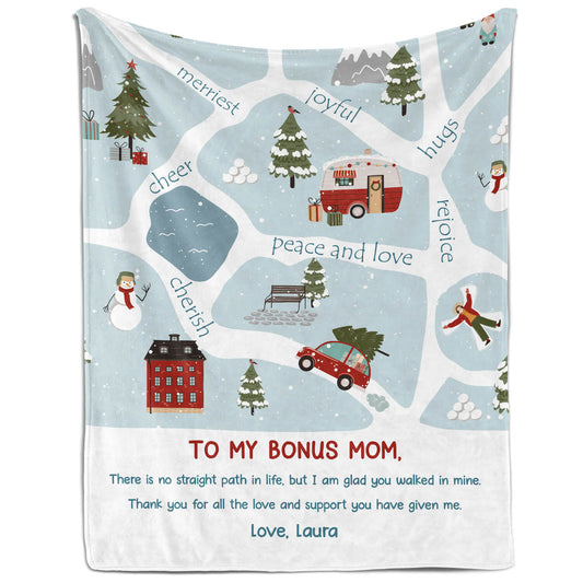To My Bonus Mom - Personalized Christmas gift For Step Mom or Mother In Law - Custom Blanket - MyMindfulGifts