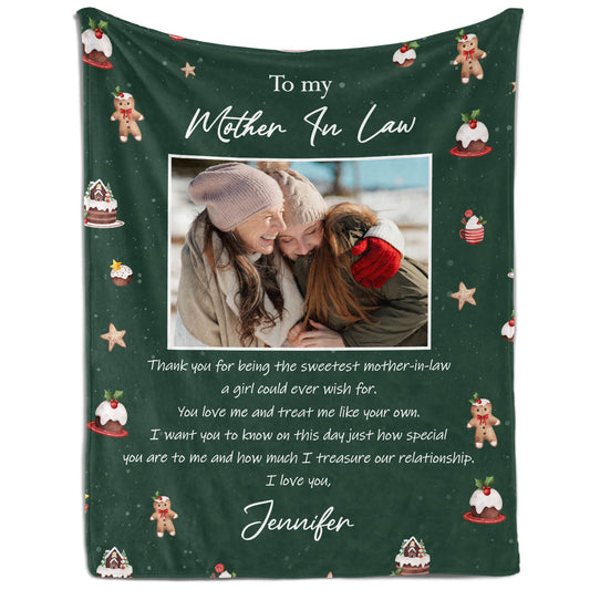Thank You For Being The Sweetest Mother-in-law - Personalized Christmas gift For Mother In Law - Custom Blanket - MyMindfulGifts