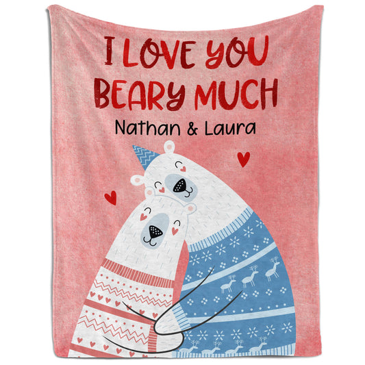 I Love You Beary Much - Personalized Anniversary or Valentine's Day gift For Boyfriend or Girlfriend - Custom Blanket - MyMindfulGifts