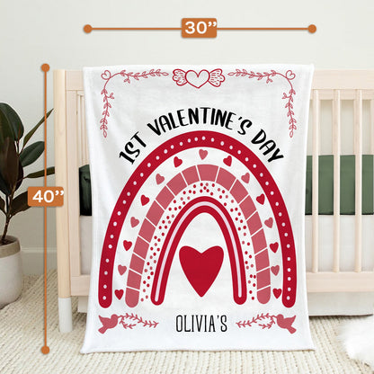 1st Valentine's Day - Personalized First Valentine's Day gift For Baby - Custom Baby Blanket - MyMindfulGifts