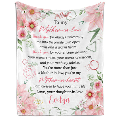 To My Mother In Law - Personalized Wedding, Birthday or Christmas gift For Mother In Law - Custom Blanket - MyMindfulGifts