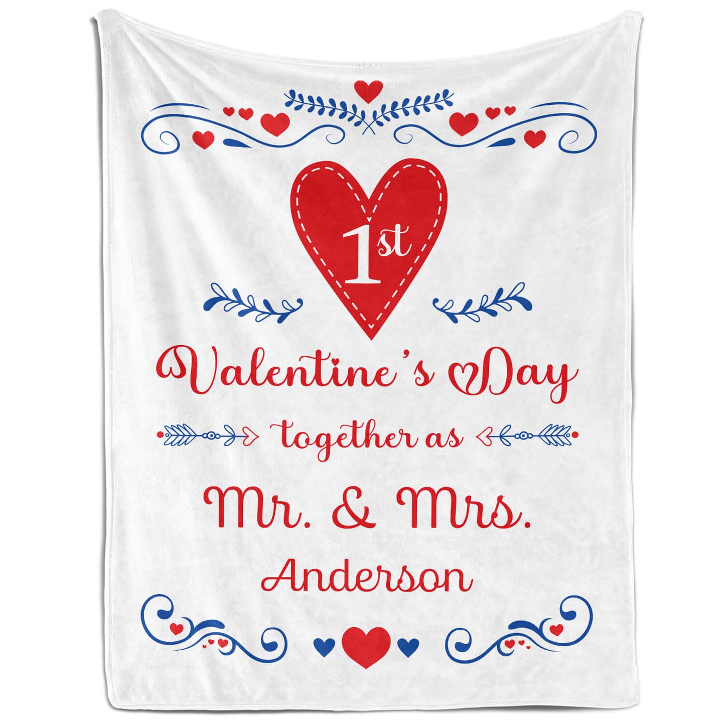 First Valentine's Day As Husband And Wife - Personalized First Valentine's Day gift For Husband Or Wife - Custom Blanket - MyMindfulGifts
