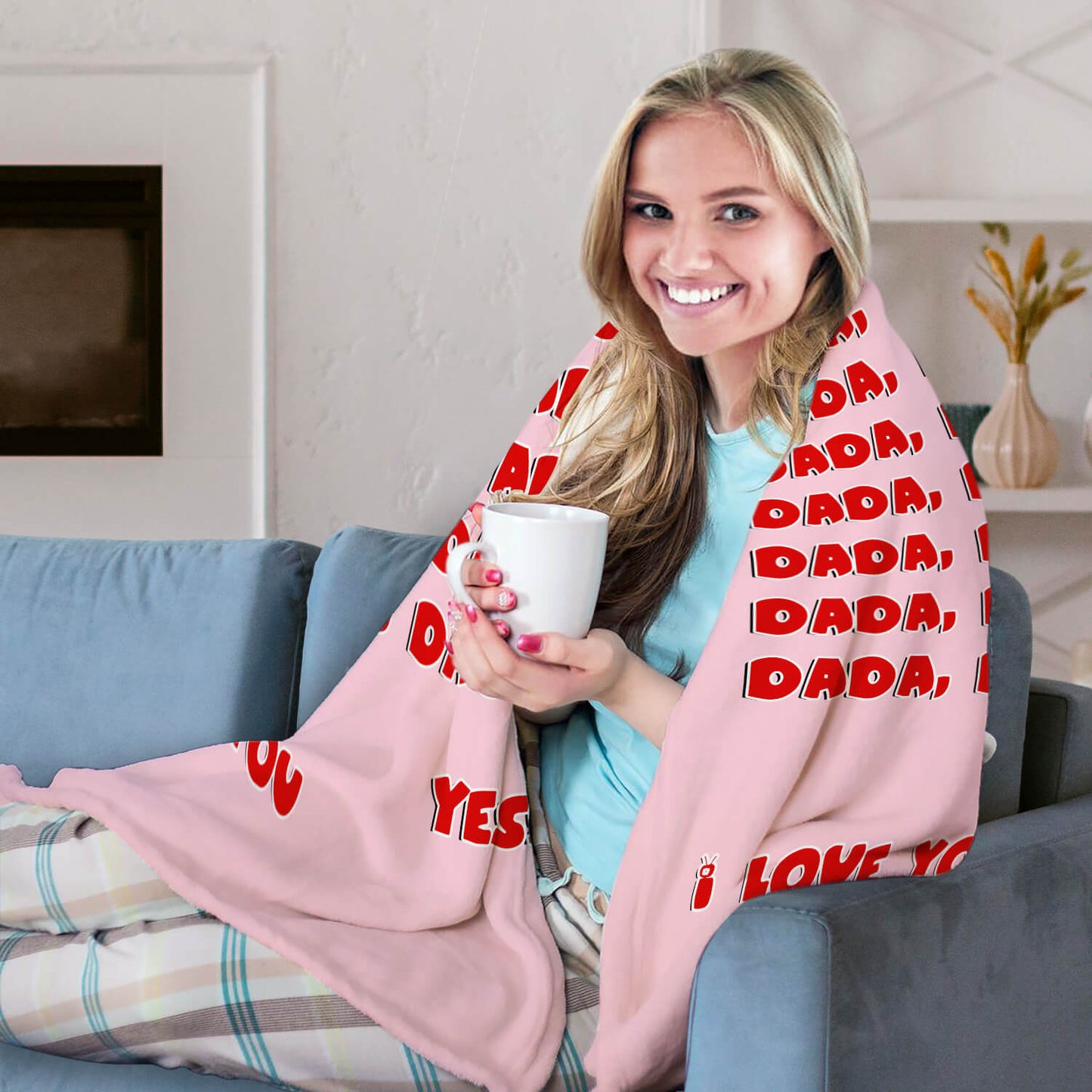 Funny Valentines Dada - Personalized Valentine's Day gift For Dad - Custom Blanket - MyMindfulGifts