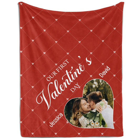 Our First Valentine's Day - Personalized First Valentine's Day gift For Boyfriend or Girlfriend - Custom Blanket - MyMindfulGifts