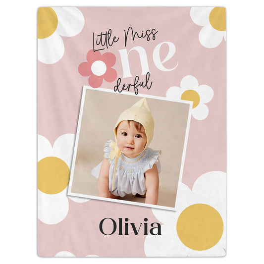 Little Miss Onederful - Personalized 1st Birthday gift For Baby - Custom Baby Blanket - MyMindfulGifts
