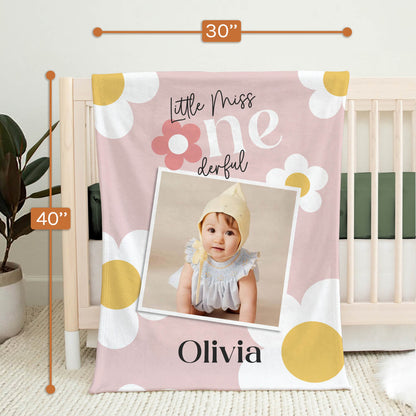 Little Miss Onederful - Personalized 1st Birthday gift For Baby - Custom Baby Blanket - MyMindfulGifts