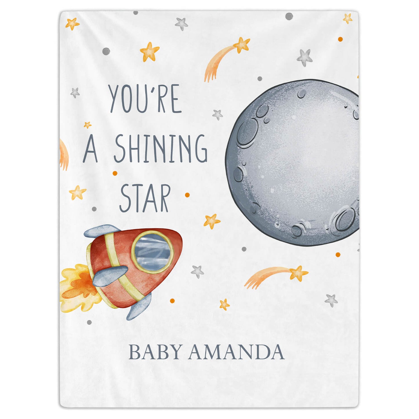 Cute Outer Space Starry Planets - Personalized Birthday or Christmas gift For Baby - Custom Baby Blanket - MyMindfulGifts