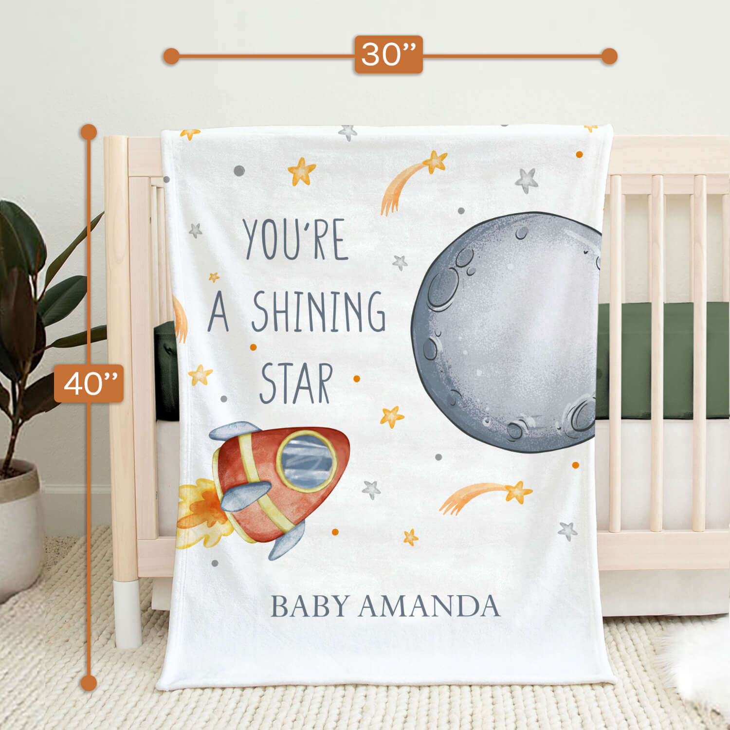 Cute Outer Space Starry Planets - Personalized Birthday or Christmas gift For Baby - Custom Baby Blanket - MyMindfulGifts