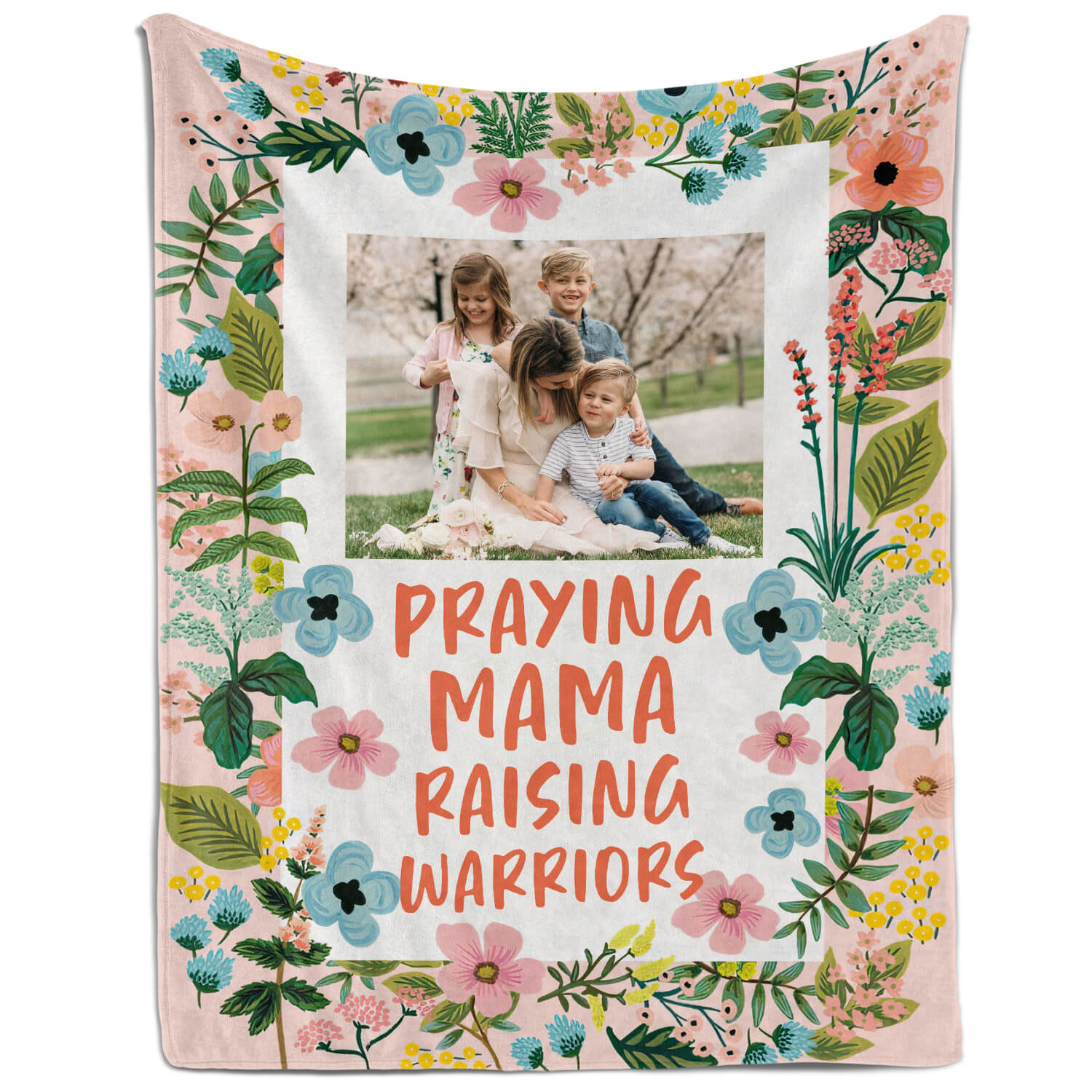 Praying Mama Raising Warriors - Personalized  gift For Christan Mom - Custom Blanket - MyMindfulGifts