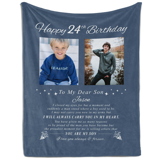 Happy 24th Birthday - Personalized 24th Birthday gift For Son - Custom Blanket - MyMindfulGifts