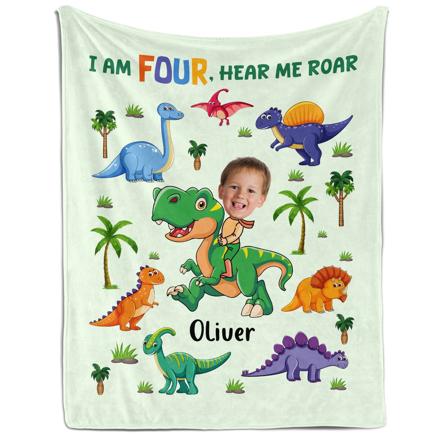 I Am Four Hear Me Roar - Personalized 4th Birthday gift For 4 Year Old - Custom Blanket - MyMindfulGifts