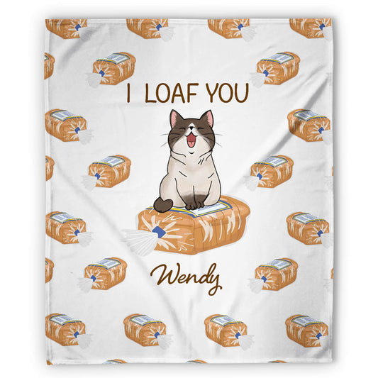 I Loaf You - Personalized Anniversary or Valentine's Day gift for Boyfriend or Girlfriend - Custom Blanket - MyMindfulGifts