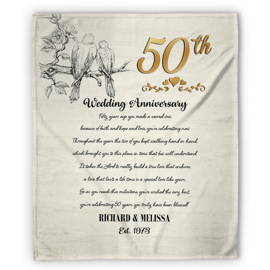 50th Wedding Anniversary - Personalized 50 Year Anniversary gift for Parents - Custom Blanket - MyMindfulGifts