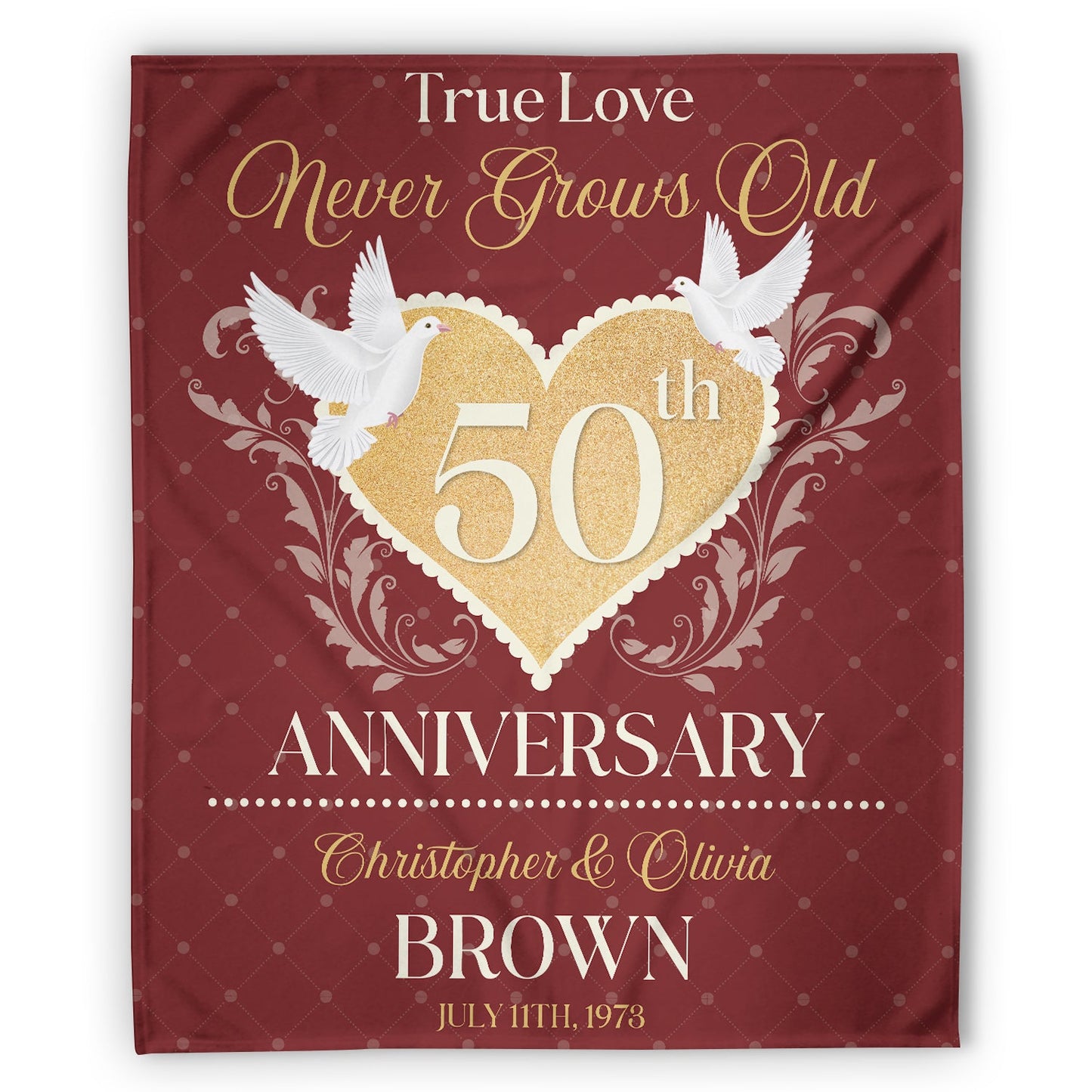 True Love Never Grows Old - Personalized 50 Year Anniversary gift for Husband or Wife or Parents - Custom Blanket - MyMindfulGifts