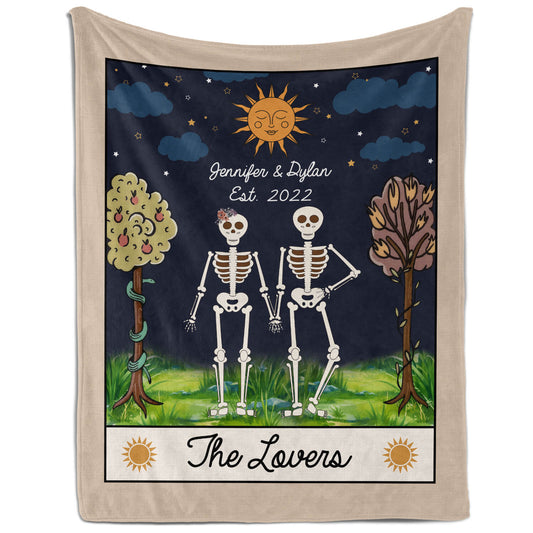The Lovers - Personalized Anniversary or Halloween gift for Boyfriend or Girlfriend - Custom Blanket - MyMindfulGifts