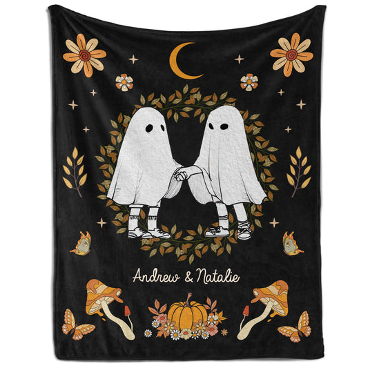 Ghost Couple Gothic - Personalized Anniversary or Halloween gift for Boyfriend or Girlfriend - Custom Blanket - MyMindfulGifts