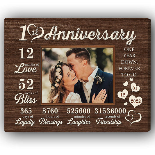 12 Months Of Love - Personalized First Anniversary gifts for him For Her - Custom Couple Canvas Print - Mymindfulgifts